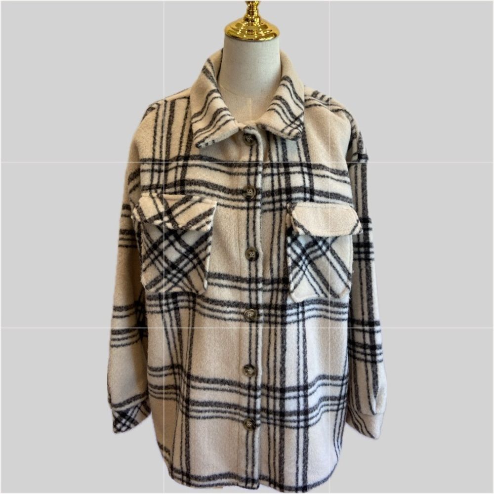 Missguided NWOT Black and Cream Patterned Shacket Jacket 6